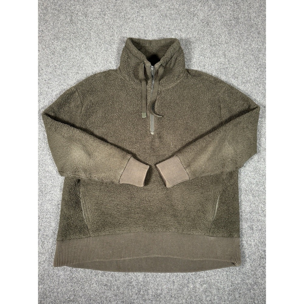 Athleta Cozy Karma 1/4 Zip‎ Sweatshirt Womens Medium Green Long Sleeve Sweater